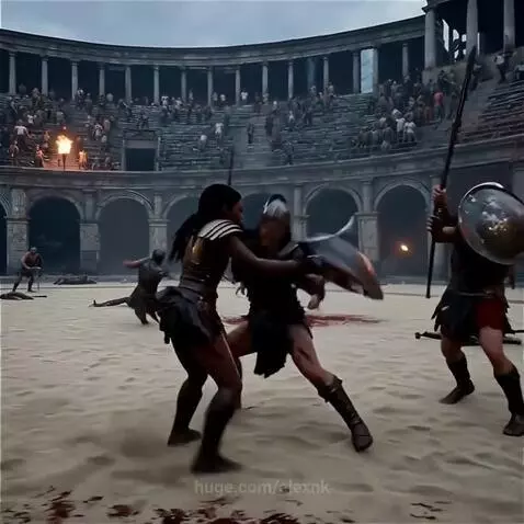 Gladiator girl fights in the arena by alexnk