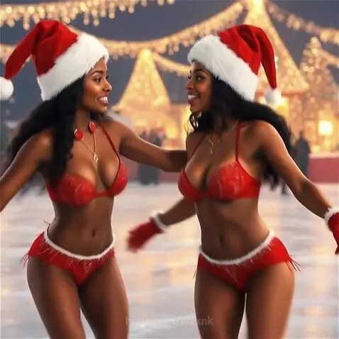 Ice skating girls wish you a Happy New Year by alexnk