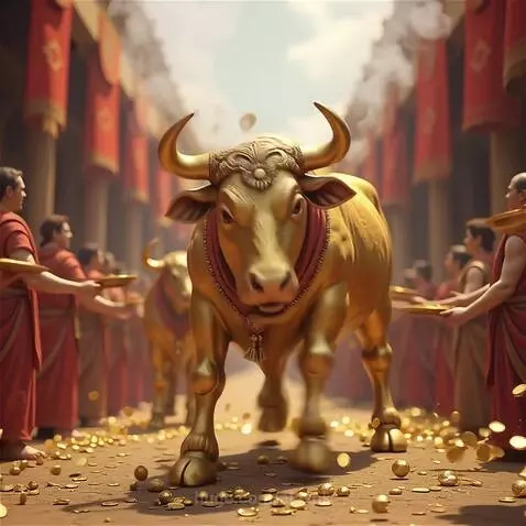 Aaron's Golden Calf throws out gold coins by alexnk