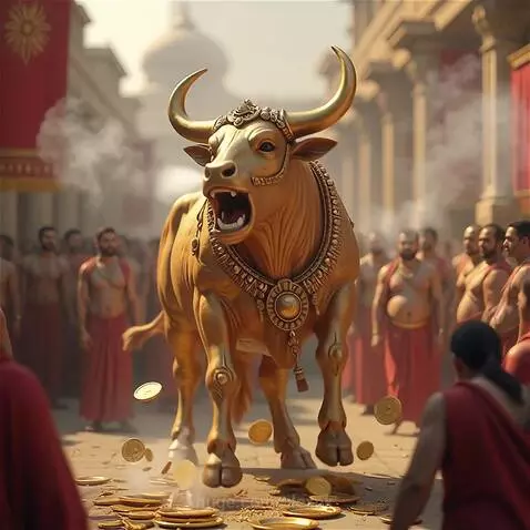 Aaron's golden calf guards the gold coins by alexnk