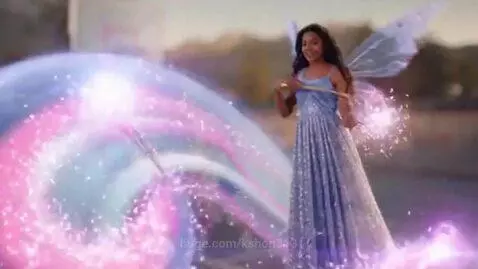 Young women in basketball uniforms on a magical indoor court with a fairy overlooking.