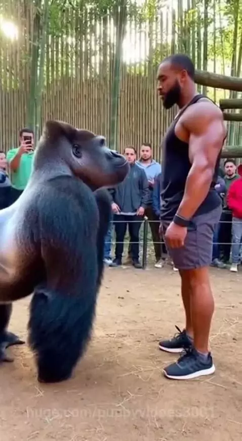 gorilla hit by a man by puppyvidoes3001