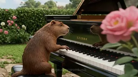Capybara and piano by gromkusik