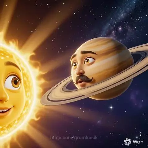 Animated Moon character with glowing toast on its face, drifting past Earth.