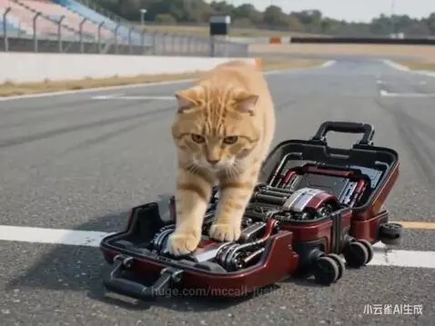Orange cat inside a transforming Iron Man-style suit, with its head exposed, snarling.