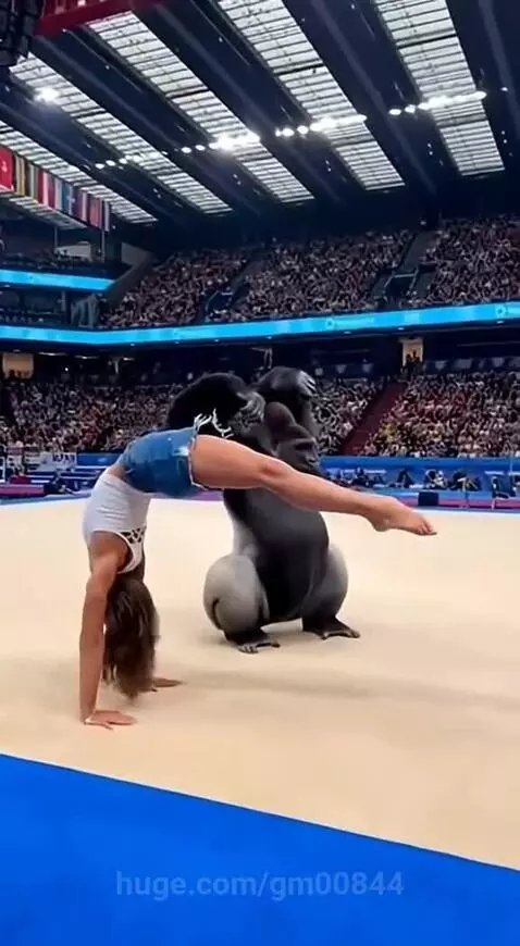 Gorilla and woman competition by gm00844