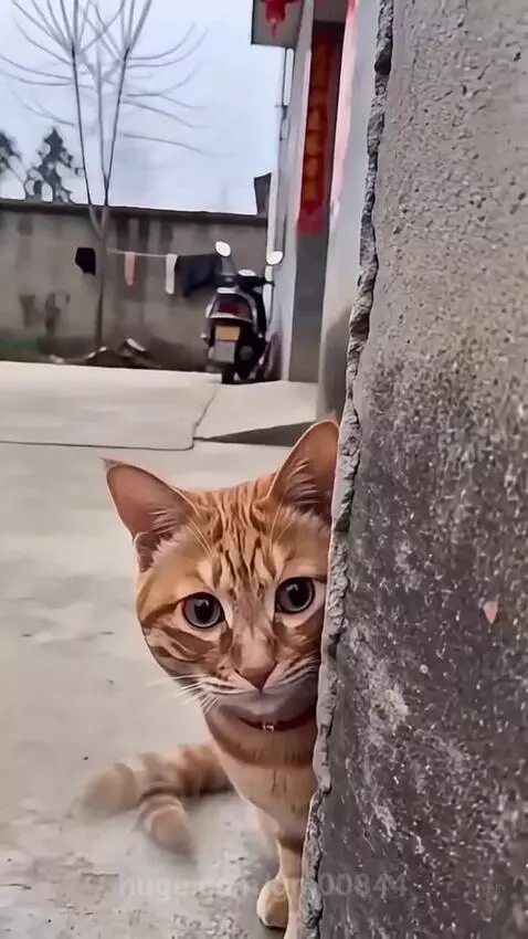 Orange tabby cat looking smug after a bonfire explosion startles people.