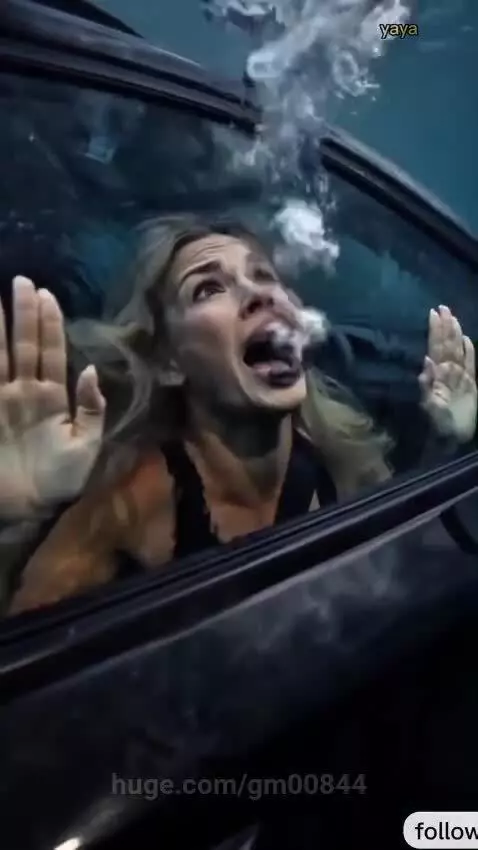 Monkey pulling a woman to shore after a car crash rescue, monkey performing CPR.