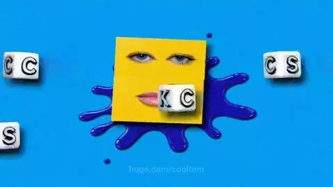 Klasky Csupo logo animation with purple and blue background, ink splat, and letter cubes.