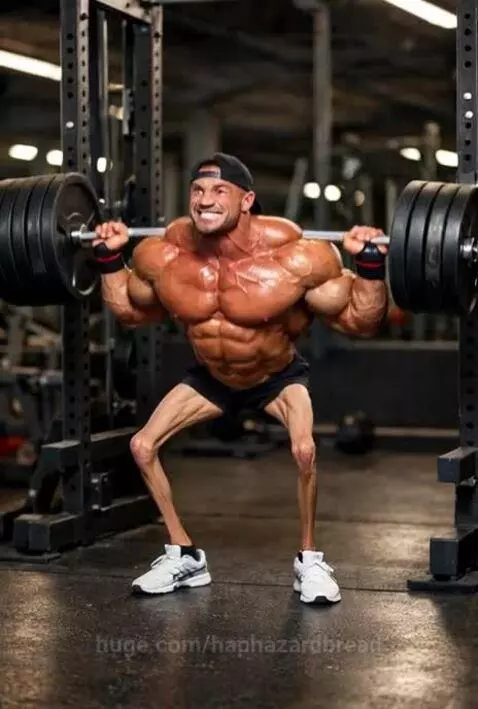 Muscular man collapses backward during a heavy barbell squat, barbell crashing beside him.