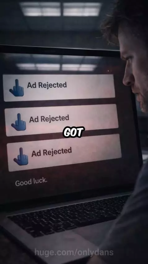 Man with glowing red eyes frustrated at laptop, then relieved in a glowing green Meta Control Room.