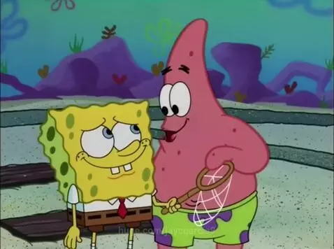 Spongebob and Patrick looking distressed on the ocean floor. Spongebob tells Patrick he's grounded.