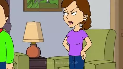 Animated boy in green shirt angry, demanding Wendy's from woman in purple shirt in living room.