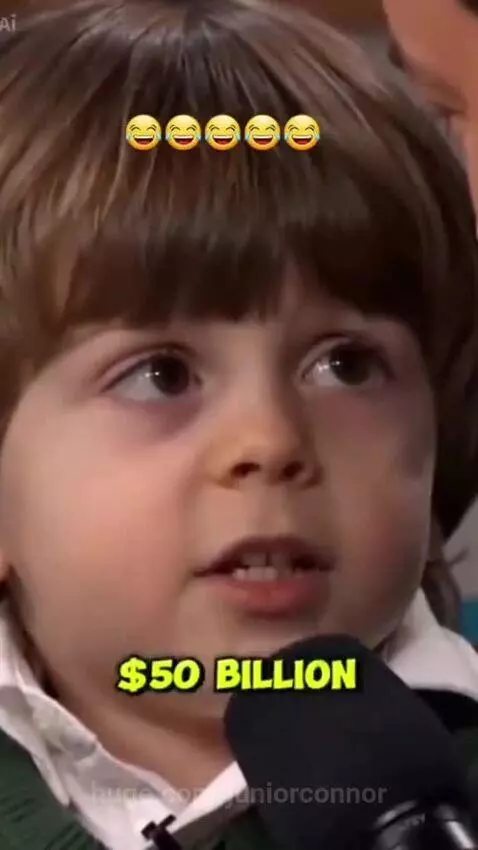 Young boy being interviewed by Jimmy Fallon about his dream of having $50 billion.