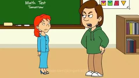 Male teacher Mr. Kelly scolding a young girl named Rosie in a classroom setting.