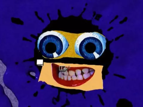 Cartoon hand placing lips and teeth into ink splatter, forming a face with 'KLASKY CSUPO' text.