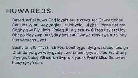 Screen displaying garbled text with a light background, starting with HUWARE3S and ending with huge.com/arrow.