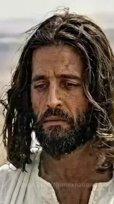 Jesus in a desert landscape, a dry well with skeletons, transforming into a man and donkey, and a well filling with water.