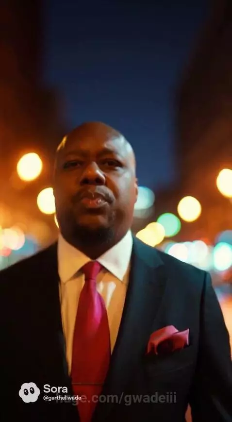 Man in suit walks on wet city street at night, illuminated by streetlights, delivering a message about forgiveness.