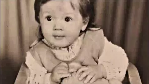 Photo montage of a daughter's life journey, from childhood to motherhood, with her own daughter.