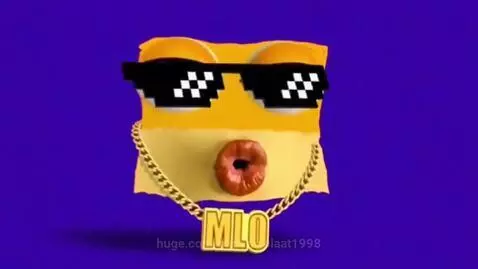 Cartoon character MLO with sunglasses and gold chain, then transforming with neon outlines and flashing background.