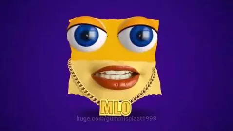 Animated cardboard face with pixelated sunglasses and gold chain, revealing bright blue eyes.