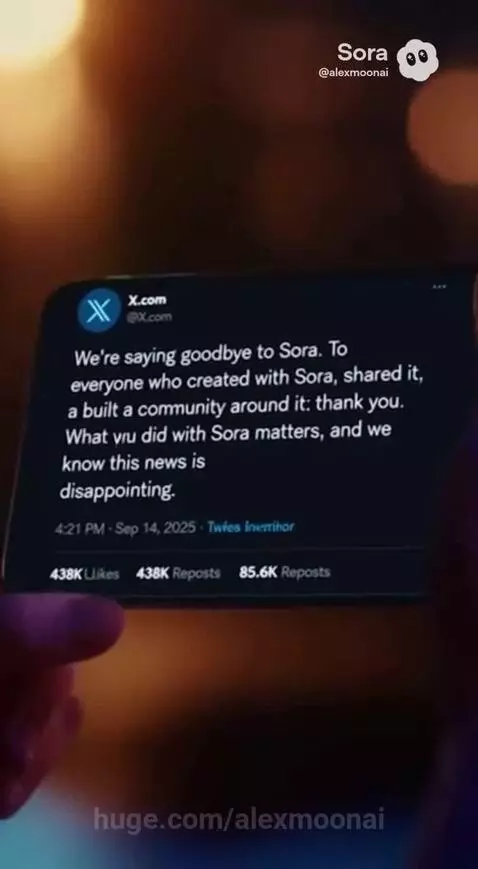 Neon 'SORA' text with AI-generated clips of a cat astronaut, futuristic whale, and skateboarding polar bear.