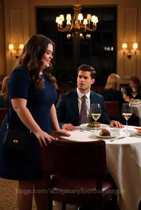 Man looking surprised and critical at a woman in a restaurant after she arrived from a dating app.