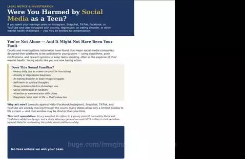 Legal notices about social media addiction lawsuits and a tweet from a dating app seeking legal help.