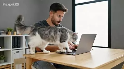 Cat sitting on a laptop keyboard, looking at the camera with bright green eyes.