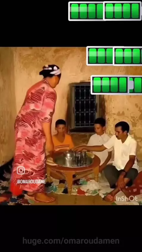 Children playing in a dusty landscape, a woman serving tea, and a family in a humble home.