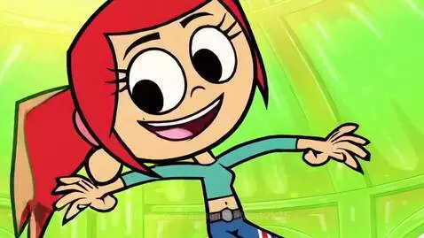 Animated characters Rick and Ronnie bouncing with joy in a green, wobbly, gelatinous kingdom.