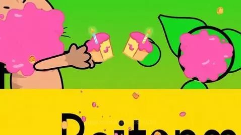 Two cartoon cats with pink frosting on their faces, looking upset as their dads scold them.