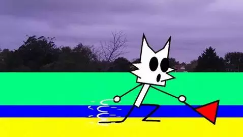 Cartoon cat characters celebrating a race victory on a podium with a trophy and confetti.