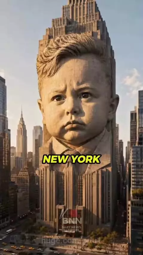 Baby Trump in a cardigan and Baby Elon in a leather jacket have a mock argument about wealth and achievements.