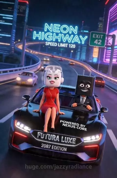 Animated AirPods case and power plug characters in a futuristic setting, representing a love story.
