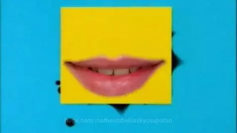 Klasky Csupo logo animation: a surreal face formed on a yellow square against a blue background.