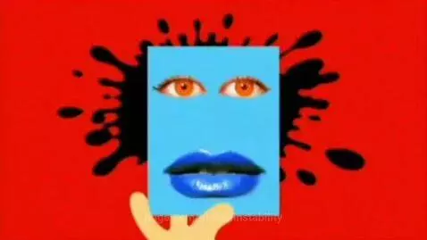 Sora AI recreation of Klasky Csupo intro with blue lips, orange eyes, and animated text on black background.