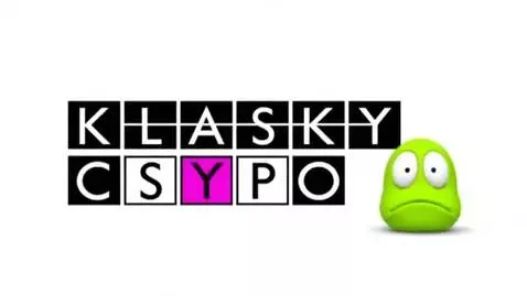 Klasky Csupo logo with pink 'Y' and a sad green blob character on the right.
