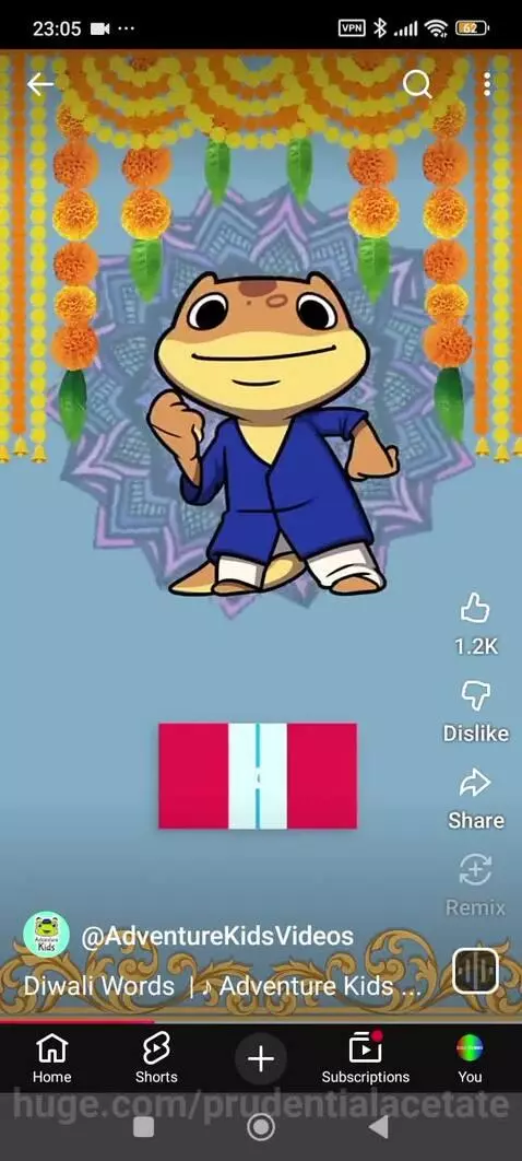 Animated frog characters and a turtle presenting Diwali items like gifts, sweets, lotus, diyas, and rangoli.