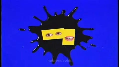Klasky Csupo logo animation with blue background, ink splash, and text squares.