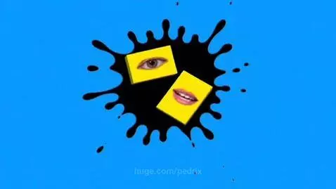 Klasky Csupo logo animation with ink splash, eye, and mouth elements on a blue background.