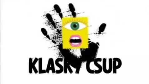 Klasky Csupo logo with a yellow rectangle, green eye, pink mouth, and distressed text.