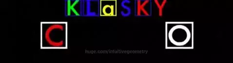 Animated Klasky Csupo logo with colorful letters transforming inside black squares on a black background.