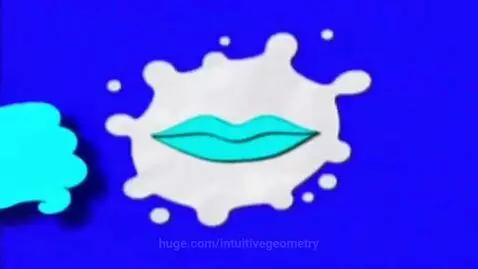 Klasky Csupo animation ident featuring a blue hand placing cyan lips on a splatter, with cartoon eyes above.