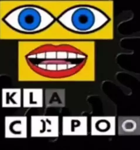 Klasky Csupo logo animation with a black ink splat, yellow boxes, and animated mouth and eyes.