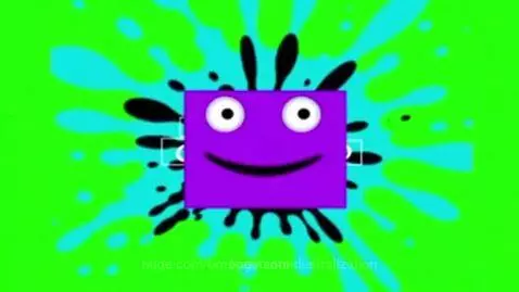 Klasky Csupo logo on a green screen with a black and blue splat design, featuring a brief purple character animation.