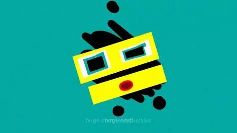 Animated yellow character transforms into the Klasky Csupo logo with green letters on a teal background.