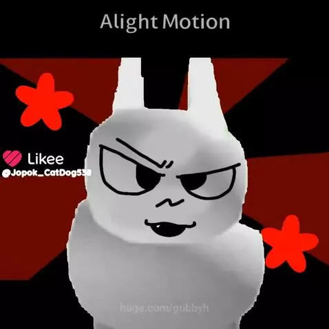 White cartoon rabbit character with long ears, showing various facial expressions against a changing background.