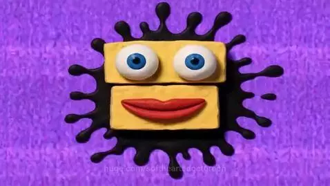 Klasky Csupo logo with Splaat character on a purple background with ink splatter.